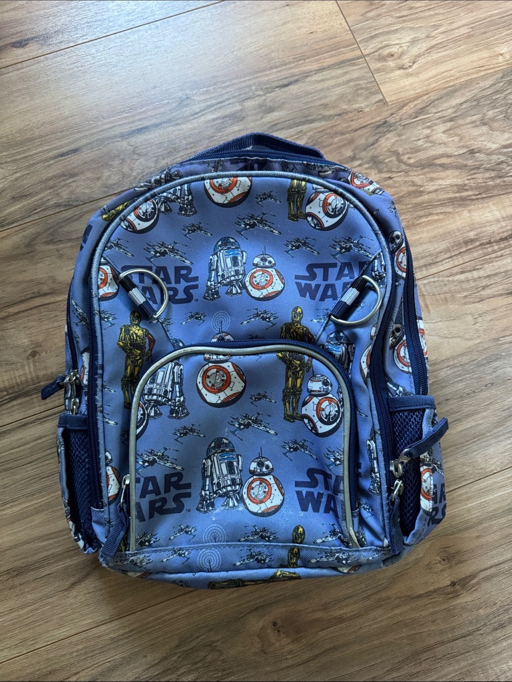 Pottery barn kid Star Wars Blue Backpack with Droid Character Print